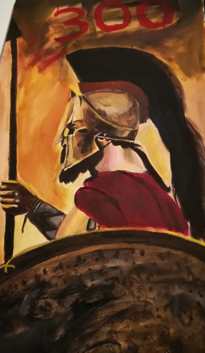 Peinture intitulée "Spartan 300" par Georgios Karaiskos, Œuvre d'art originale, Huile