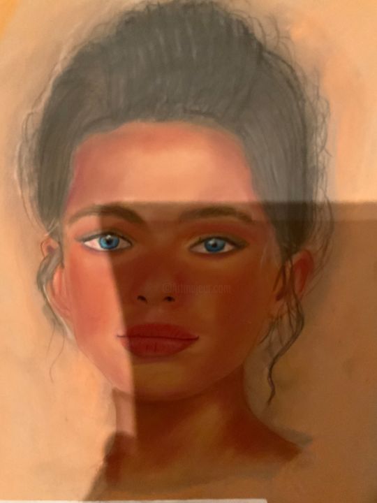 Ζωγραφική με τίτλο "African girl" από Georgios Karaiskos, Αυθεντικά έργα τέχνης, Παστέλ