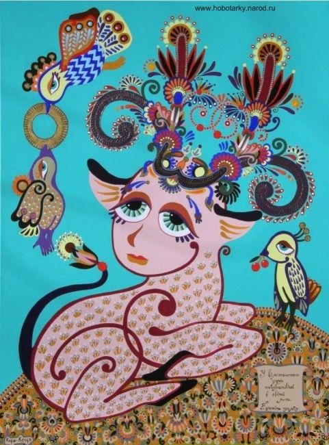 Schilderij getiteld "A Vilshana deer has…" door Lesia Kara Kotsia, Origineel Kunstwerk, Olie