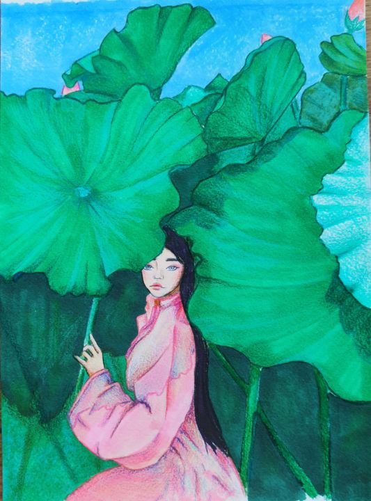 Рисунок под названием "Лили" - Дарья Зюлковська, Подлинное произведение искусства, Цветные карандаши