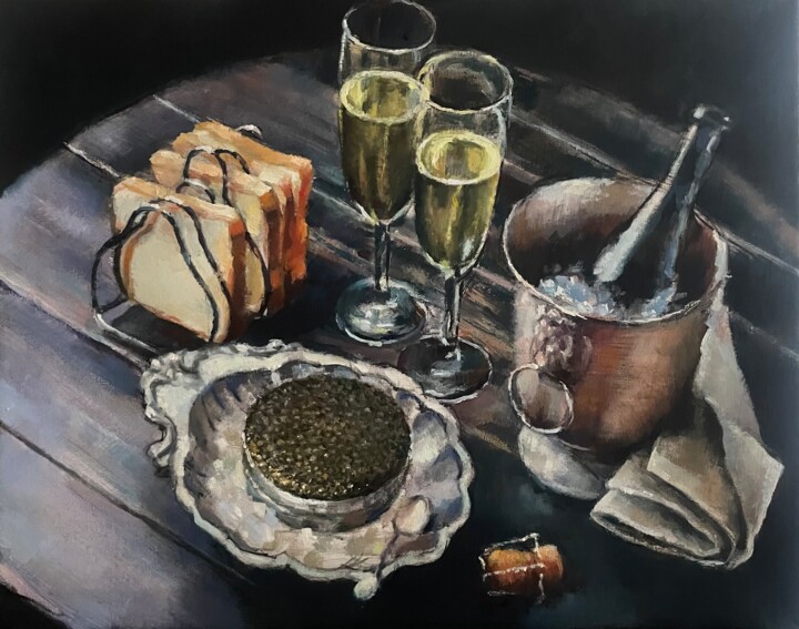 Peinture intitulée "tourist breakfast" par Karas Gleb, Œuvre d'art originale, Huile