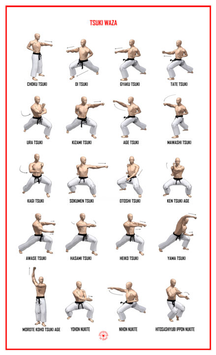 Digital Arts titled "Tsuki Waza" by Karate Poster, Original Artwork, 2D Digital Work