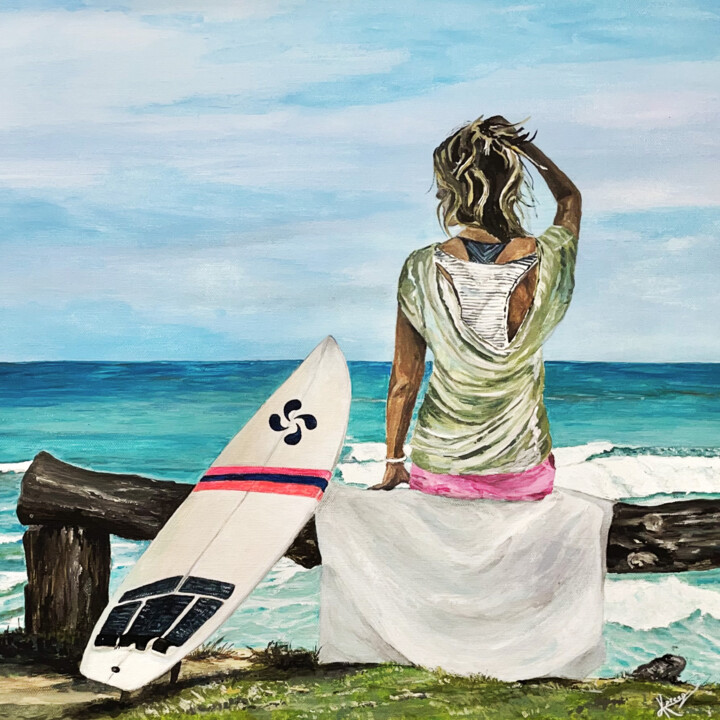 Картина под названием "EN ATTENDANT" - Kareen Loiseau, Подлинное произведение искусства, Акрил