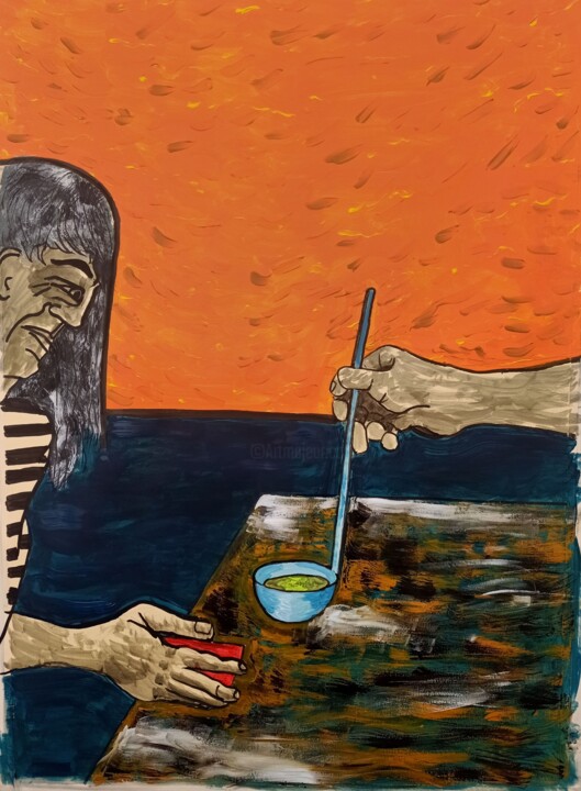 Painting titled "La coupe aux choux" by Karel Liefooghe, Original Artwork, Acrylic