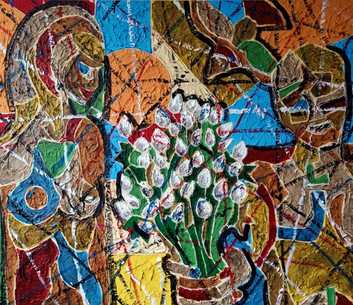 Schilderij getiteld "les tulipes du pard…" door Karel Liefooghe, Origineel Kunstwerk, Acryl