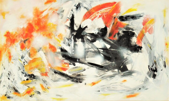 Pintura intitulada "Orange Light (60x10…" por Karel Van Camp, Obras de arte originais, Acrílico