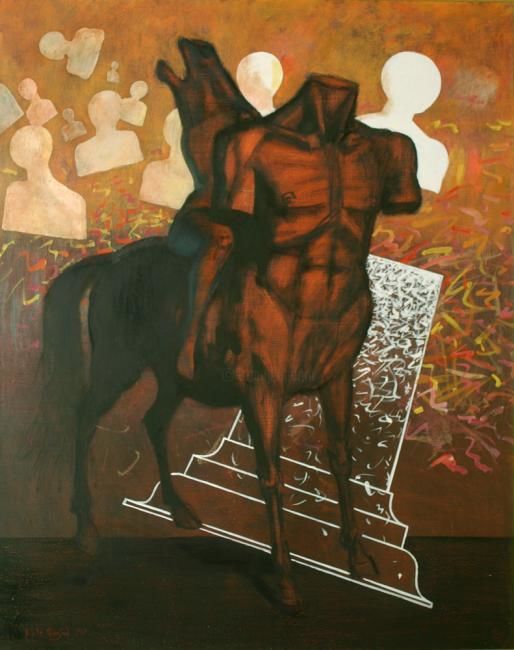 Painting titled "Black centavrus" by Karen Aghamyan, Original Artwork