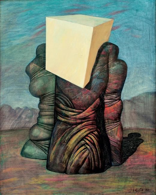 Painting titled "White cube" by Karen Aghamyan, Original Artwork