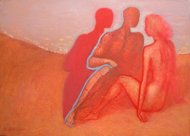 Painting titled "Conversation" by Karen Aghamyan, Original Artwork