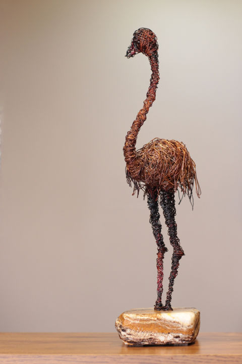 Sculpture intitulée "Ostrich 32x10x10 1k…" par Karen Axikyan, Œuvre d'art originale, Métaux