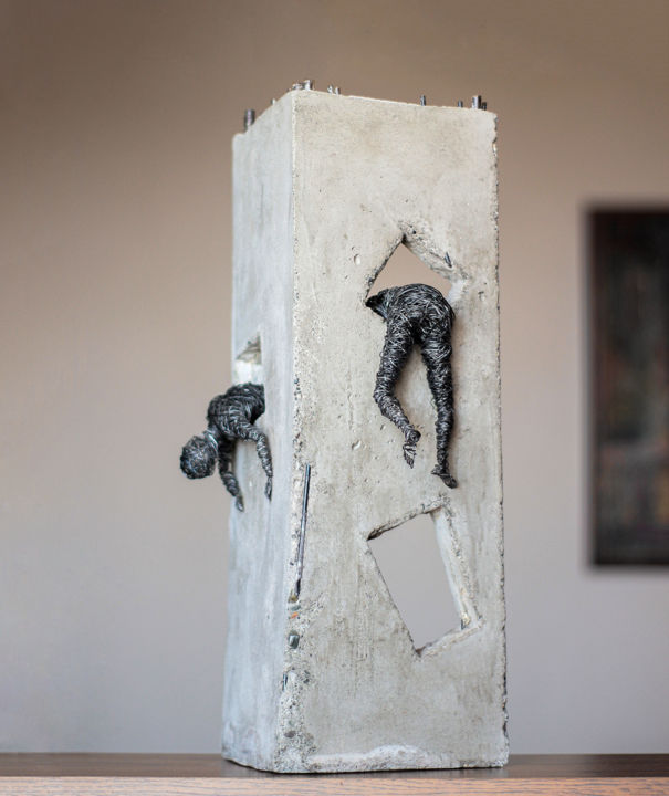 Sculpture titled "Exit 45x15x15 8kg I…" by Karen Axikyan, Original Artwork, Concrete