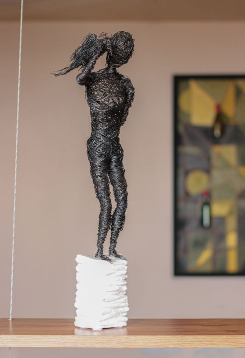Sculpture titled "Poe 47x15x10 2.7kg…" by Karen Axikyan, Original Artwork, Metals