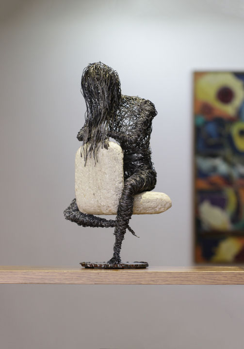 Sculpture titled "Mentality 33x15x16…" by Karen Axikyan, Original Artwork, Metals