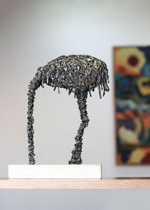 Sculpture titled "Escape from reality…" by Karen Axikyan, Original Artwork, Metals