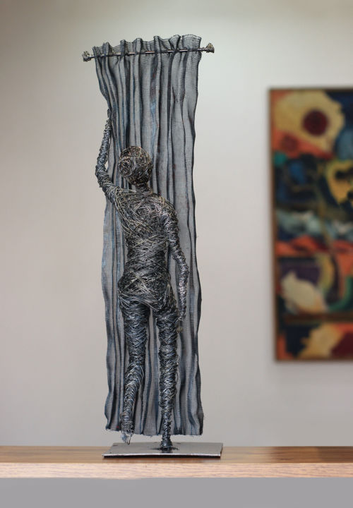 Скульптура под названием "Beyond the curtain…" - Karen Axikyan, Подлинное произведение искусства, Металлы