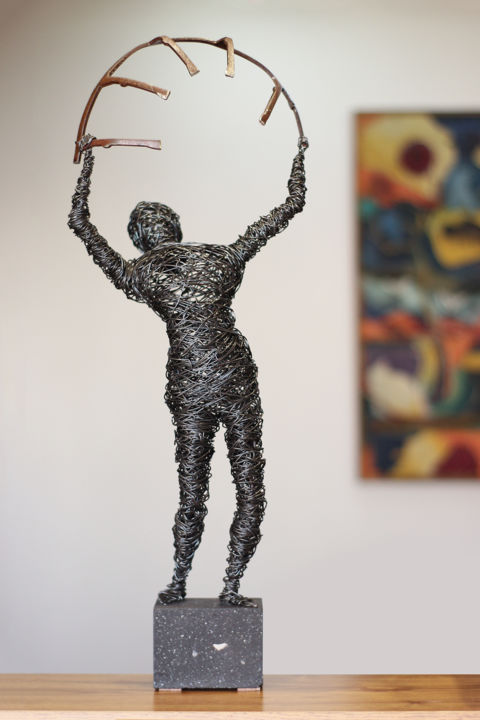 Sculpture titled "A look from the bar…" by Karen Axikyan, Original Artwork, Metals