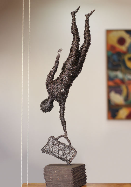 Sculpture titled "Dependence (72x17x1…" by Karen Axikyan, Original Artwork, Metals