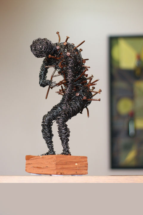 Sculpture titled "Resistance (39x21x1…" by Karen Axikyan, Original Artwork, Metals