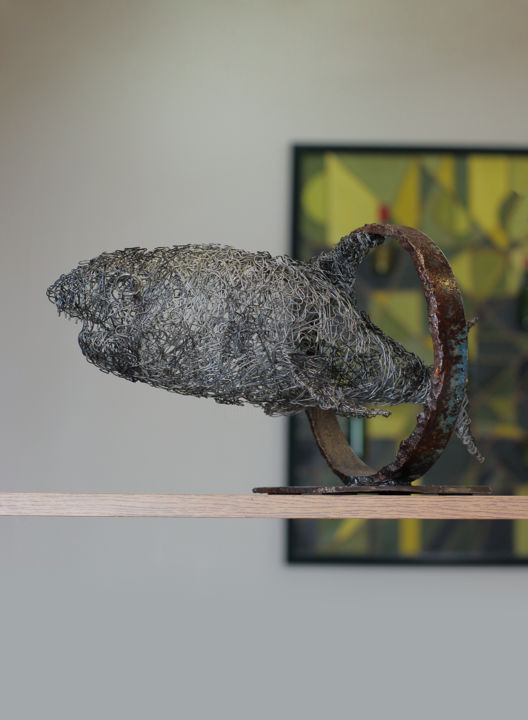 Sculpture intitulée "Predator (23x42x24…" par Karen Axikyan, Œuvre d'art originale, Métaux