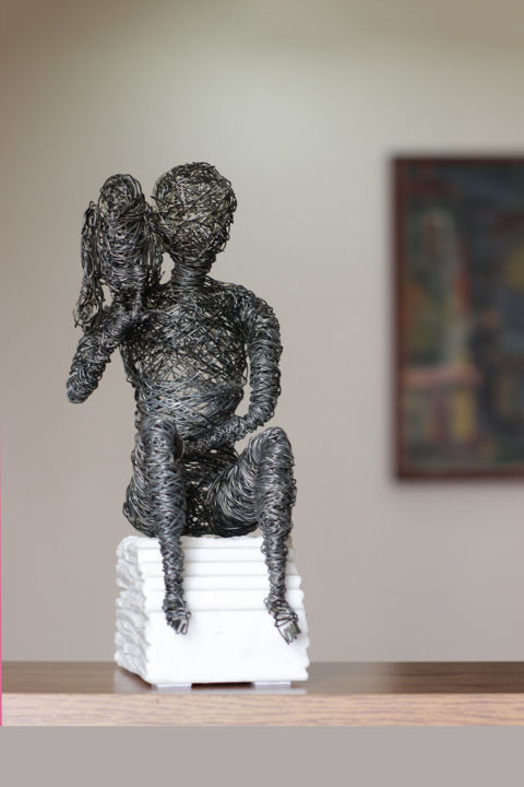 Sculpture titled "Waiting (28x15x12 2…" by Karen Axikyan, Original Artwork, Metals