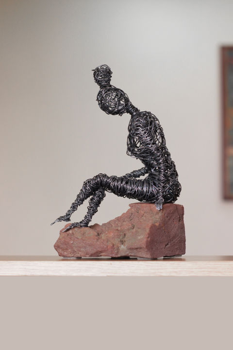 Sculpture titled "Thoughts (25x16x12…" by Karen Axikyan, Original Artwork, Metals