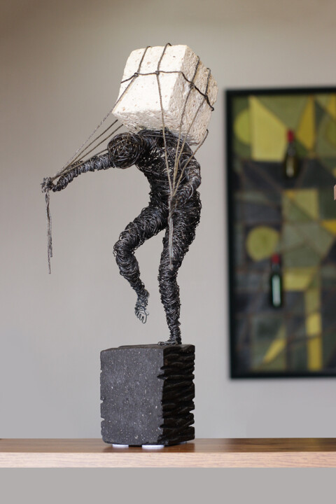 Sculpture intitulée "Cube 50x18x20cm 3.4…" par Karen Axikyan, Œuvre d'art originale, Métaux