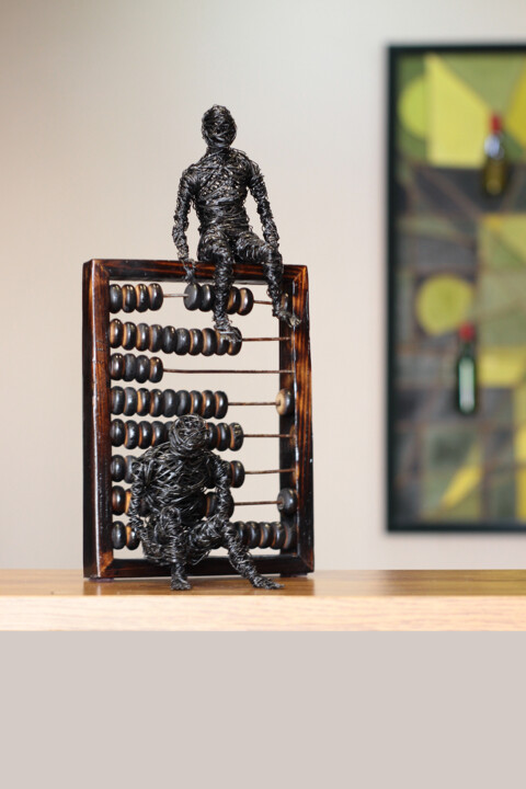 Skulptur mit dem Titel "Abacus break" von Karen Axikyan, Original-Kunstwerk, Draht