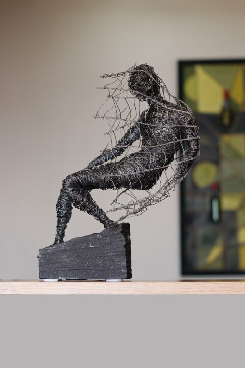Sculpture titled "TRAPPED" by Karen Axikyan, Original Artwork, Wire