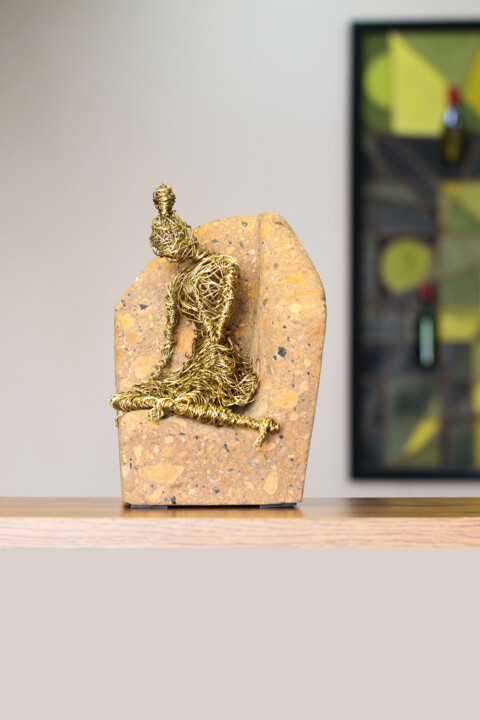 Sculpture intitulée "Thoughts" par Karen Axikyan, Œuvre d'art originale, Fil de fer