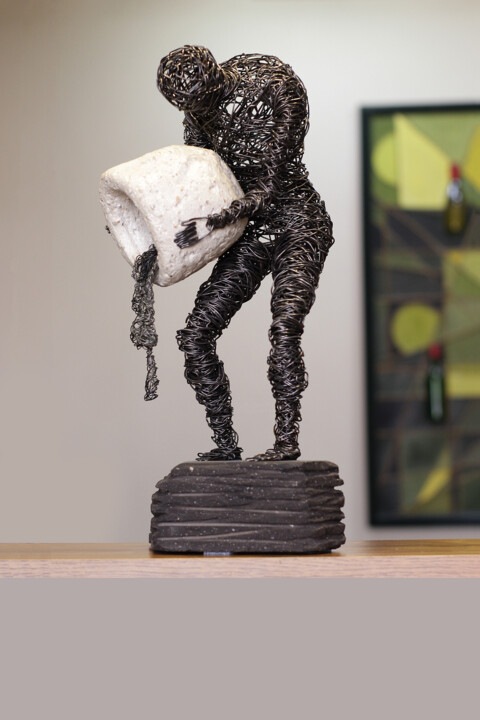 Sculpture titled "Letting go of the p…" by Karen Axikyan, Original Artwork, Metals