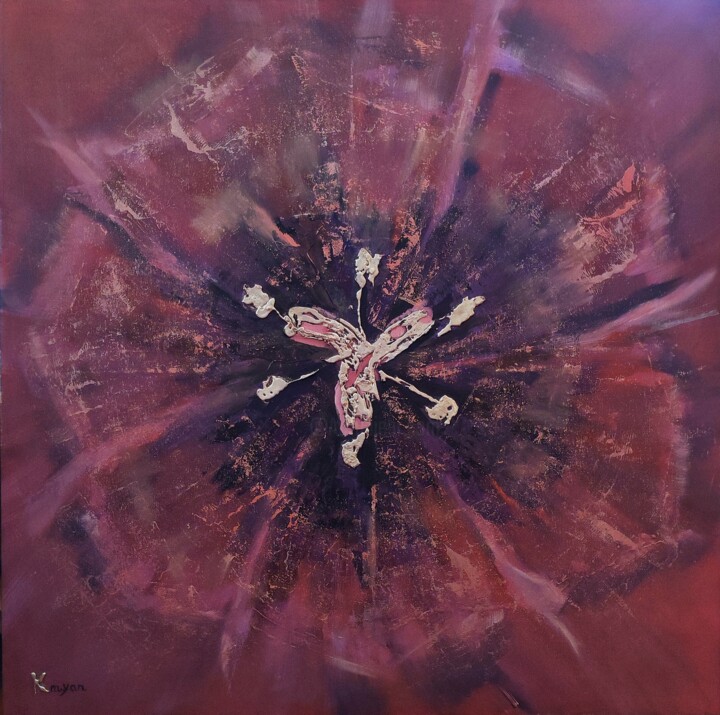 Painting titled "In flower" by Karen Aydinyan, Original Artwork, Acrylic Mounted on Wood Stretcher frame