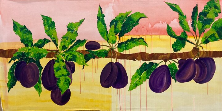 Peinture intitulée "Plums" par Karen Dutoit Verbeke, Œuvre d'art originale, Acrylique