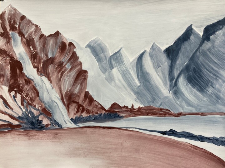 Картина под названием "En pleine montagne…" - Karen Dutoit Verbeke, Подлинное произведение искусства, Акрил
