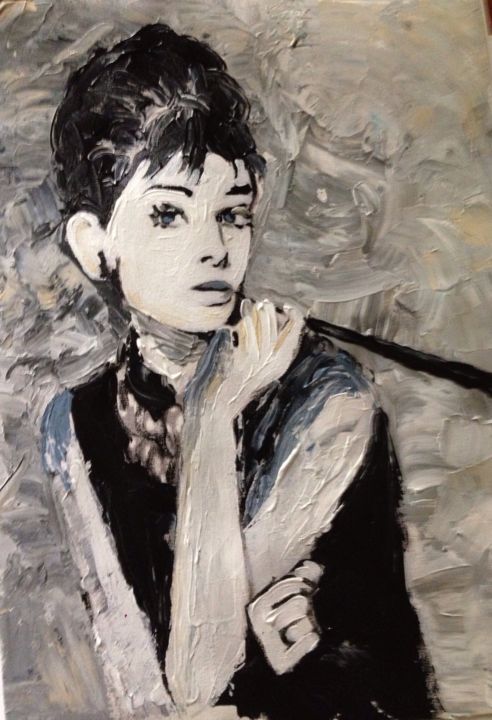 Peinture intitulée "Audrey Hepburn" par Ferrand, Œuvre d'art originale, Acrylique