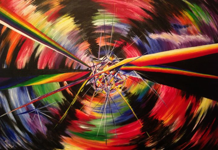 Картина под названием "crystal rainbow - d…" - Ferrand, Подлинное произведение искусства, Акрил