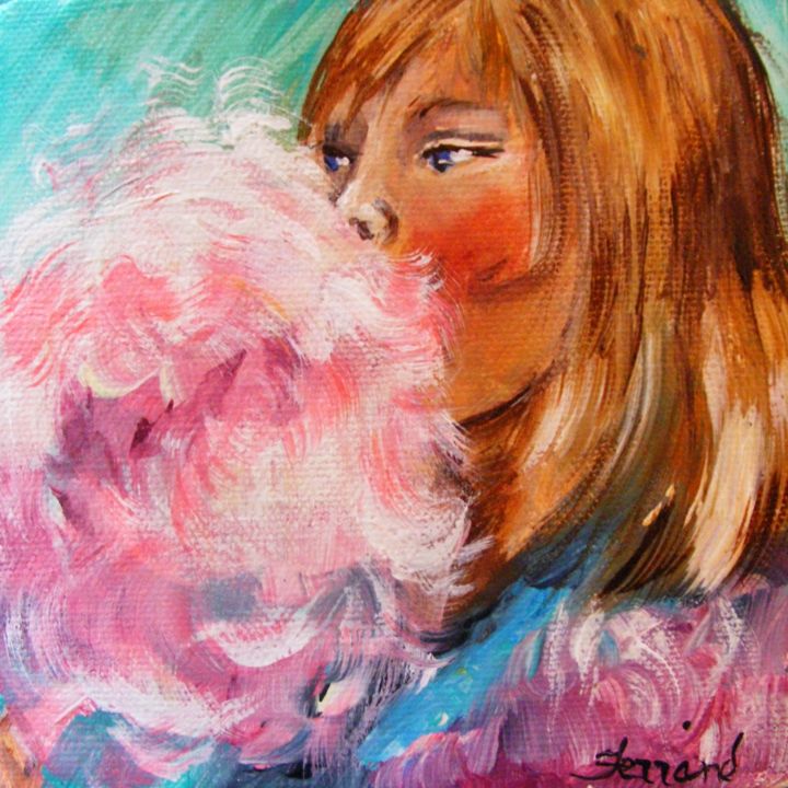 Painting titled "Cotton Candy" by Ferrand, Original Artwork, Acrylic