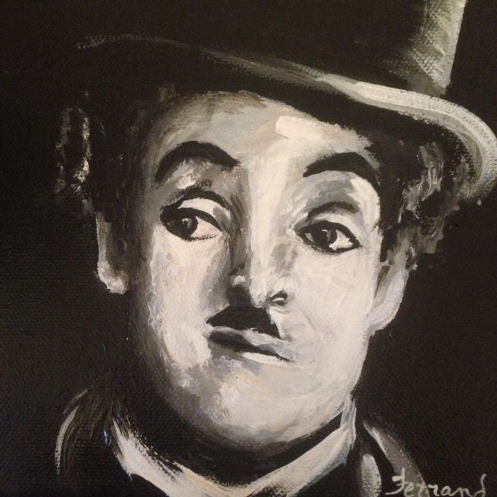 Painting titled "Chaplin" by Ferrand, Original Artwork, Acrylic