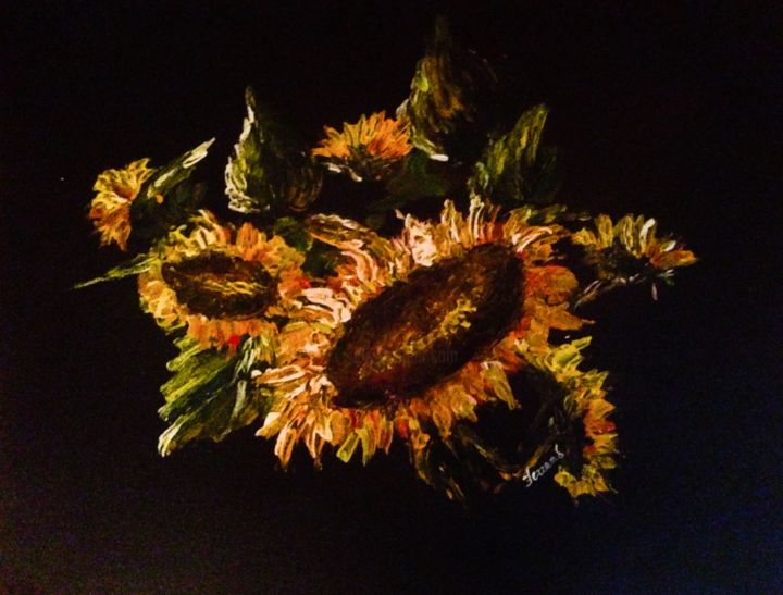 Картина под названием "Sunflowers" - Ferrand, Подлинное произведение искусства, Акрил