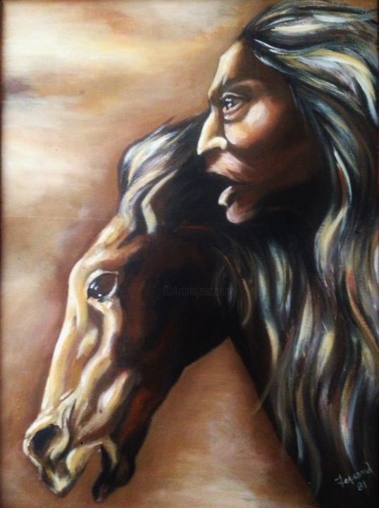 Painting titled "Soul of wild Horse" by Ferrand, Original Artwork, Acrylic