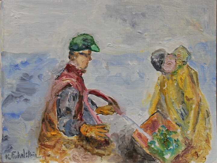 Painting titled "Pêche 1" by Karen Finkelstein, Original Artwork, Oil