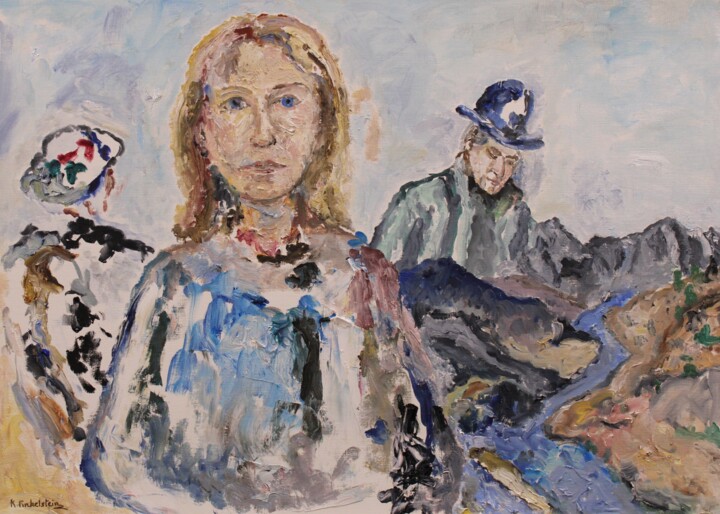 Painting titled "Au pays du western" by Karen Finkelstein, Original Artwork, Oil