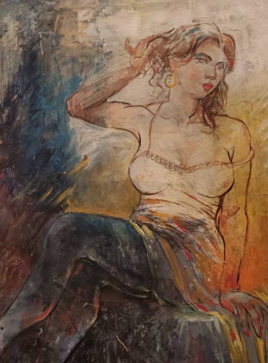 Painting titled "ФРАНЦУЖЕНКА" by Karen Gasparyan, Original Artwork, Oil