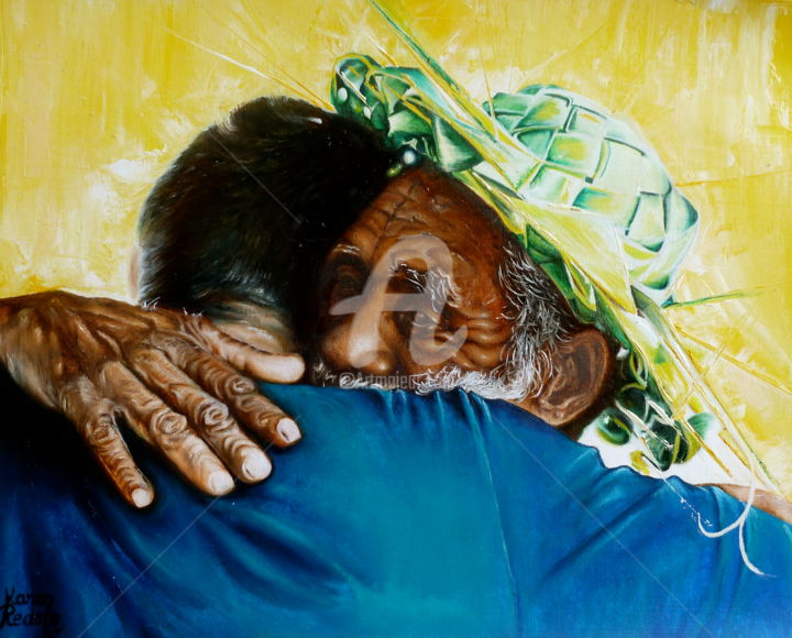 Peinture intitulée ""Ta'ata Vera"" par Karen Redon, Œuvre d'art originale, Huile