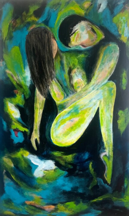 Картина под названием "Emergiendo de la es…" - Karen Sanseverino, Подлинное произведение искусства, Акрил Установлен на Дере…