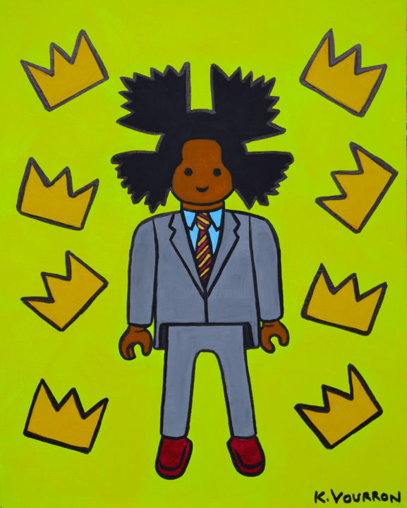 Peinture intitulée "Basquiat The King" par Karen Vourron, Œuvre d'art originale, Acrylique Monté sur Carton