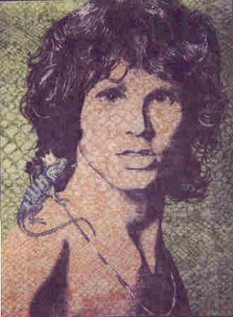 Disegno intitolato "Jim Morrison Lizard…" da Karen Wood, Opera d'arte originale
