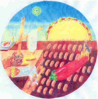 Drawing titled "MexiDali Food" by Karen Wood, Original Artwork