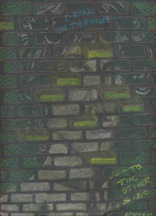 Desenho intitulada "Mail Art -Walls the…" por Karen Wood, Obras de arte originais