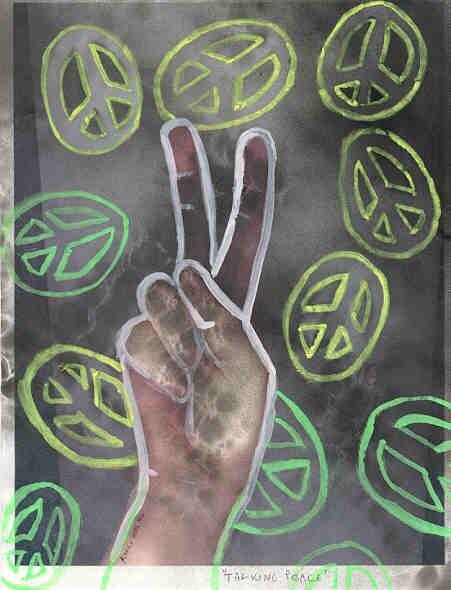 Dessin intitulée "Peace Hand" par Karen Wood, Œuvre d'art originale