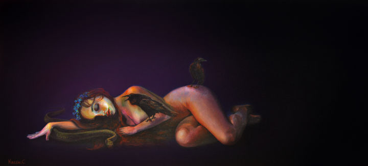 Painting titled "Sleep on it" by Karen Caruana, Original Artwork, Oil